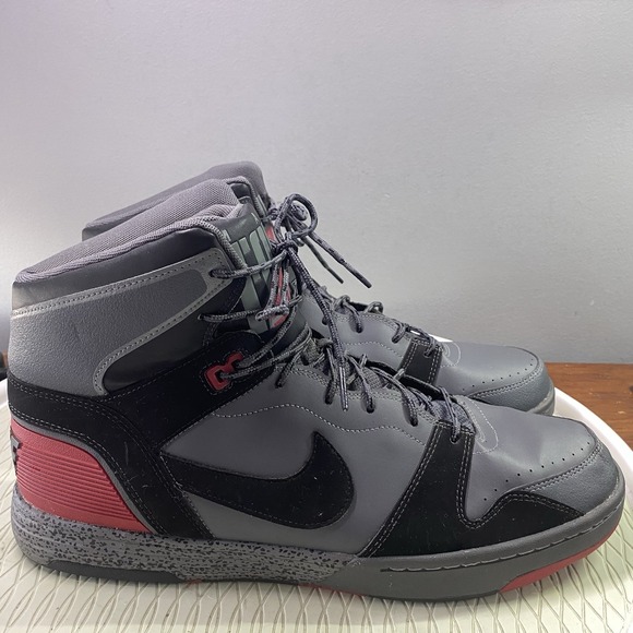 Nike Mach Force Men's Gray/Black/Red\u200e High-top Sneakers Sz.13